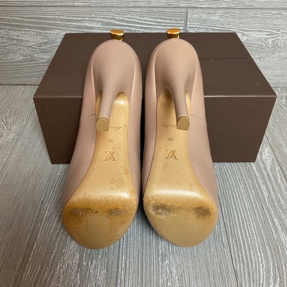 Louis Vuitton Heels Nude Leather Oh Really Platform Lock Peep Toe 38 - Picture 12 of 16